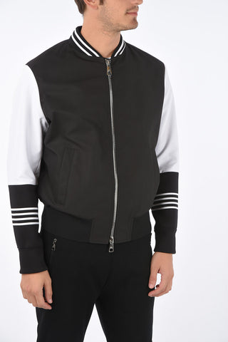 SLIM FIT Bomber Jacket with Knitted Sleeves
