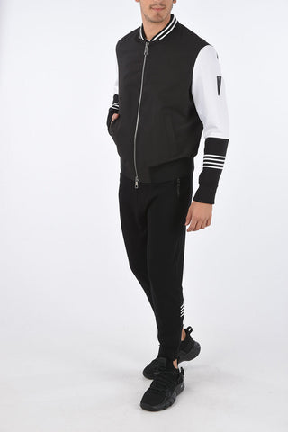 SLIM FIT Bomber Jacket with Knitted Sleeves
