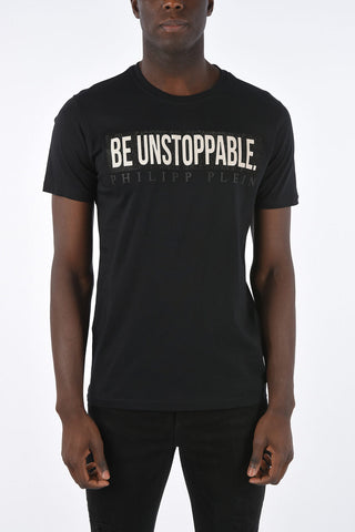 HOMME crew-neck SHINE ON t-shirt with rhinestone embellished detail