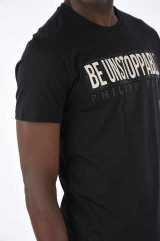 HOMME crew-neck SHINE ON t-shirt with rhinestone embellished detail