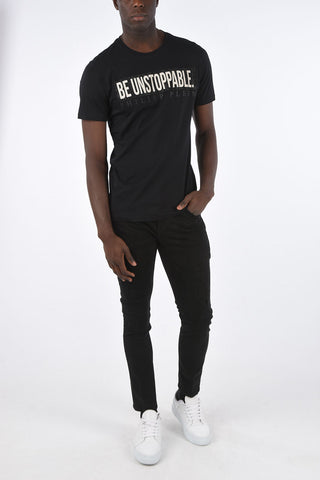 HOMME crew-neck SHINE ON t-shirt with rhinestone embellished detail