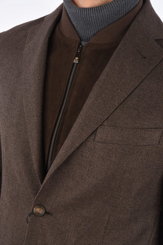 ID OUTDOOR Silk and Cashmere Jacket with Removable Suede Insert