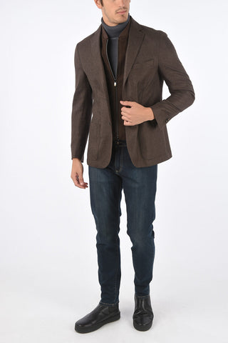 ID OUTDOOR Silk and Cashmere Jacket with Removable Suede Insert