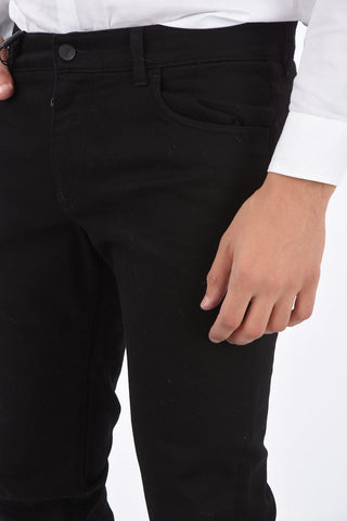 Jeans SLIM FIT con 4 Tasche e Dettagli in Zama e Cuoio 17cm