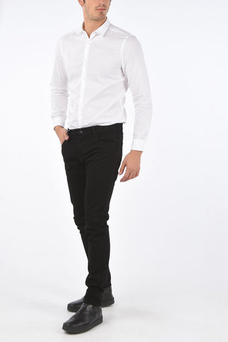 Jeans SLIM FIT con 4 Tasche e Dettagli in Zama e Cuoio 17cm