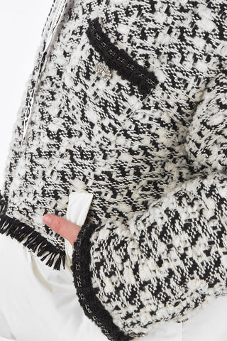 hooded down jacket with wool details