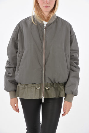 Leather Hem Padded Drawstring Jacket 