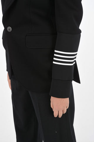 Blazer with Visible Stitching and Knitted Sleeves