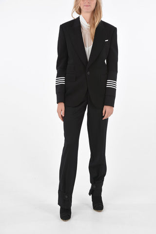 Blazer with Visible Stitching and Knitted Sleeves