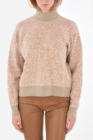 Spotted Embroidered Turtle-Neck Sweater