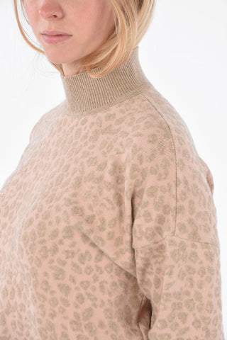 Spotted Embroidered Turtle-Neck Sweater