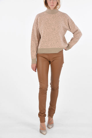 Spotted Embroidered Turtle-Neck Sweater