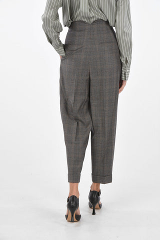 Tartan Virgin Wool High Waist Pants