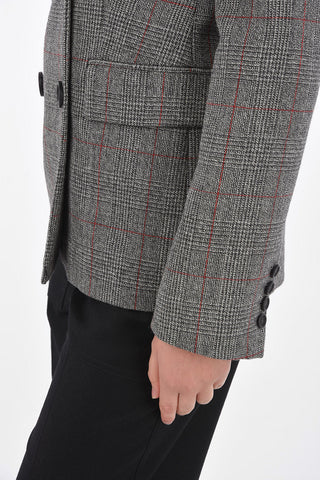 District Check Wool Double Breasted Blazer