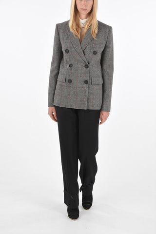 District Check Wool Double Breasted Blazer