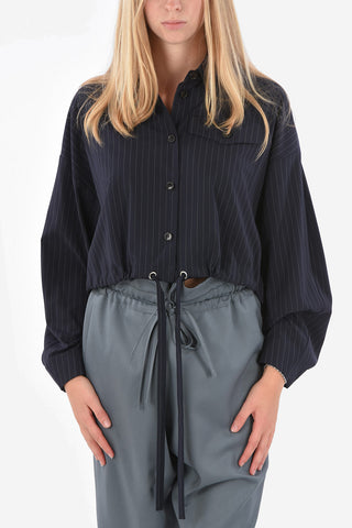 pinstriped cropped BRYCE shirt