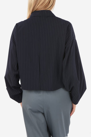 pinstriped cropped BRYCE shirt