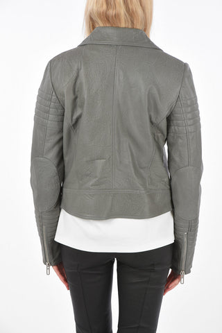 Soft Leather Zipped Pocket Biker Jacket 