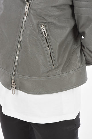 Soft Leather Zipped Pocket Biker Jacket 