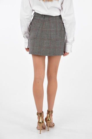 District Check Wool Mini Skirt