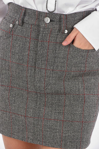District Check Wool Mini Skirt