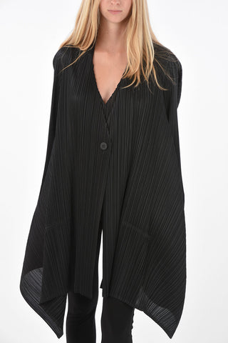 PLEATS PLEASE maxi cardigan asimmetrico plisse'