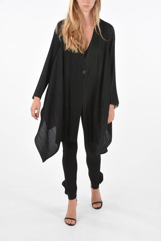 PLEATS PLEASE maxi cardigan asimmetrico plisse'