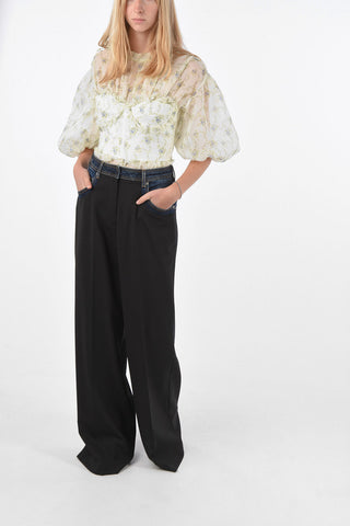 Unstructured Low-Waist Palazzo Pants