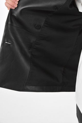 Soft leather Double Breasted Peaked Lapel Pea Coat