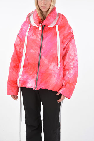 Tie Dye Effect down jacket with removable hood