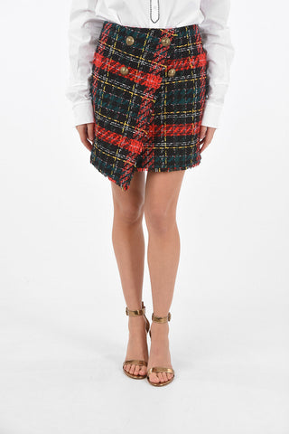 Tartan Asymmetrical Tulip Mini-Skirt