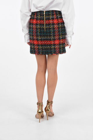 Tartan Asymmetrical Tulip Mini-Skirt