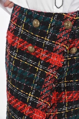 Tartan Asymmetrical Tulip Mini-Skirt