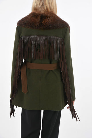 Virgin wool coat with Beaver Fur and Belt