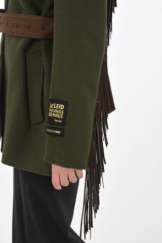 Virgin wool coat with Beaver Fur and Belt