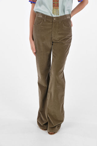 Pantaloni Boot-Cut a 5 Tasche in Velluto a Coste 
