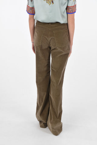 Pantaloni Boot-Cut a 5 Tasche in Velluto a Coste 