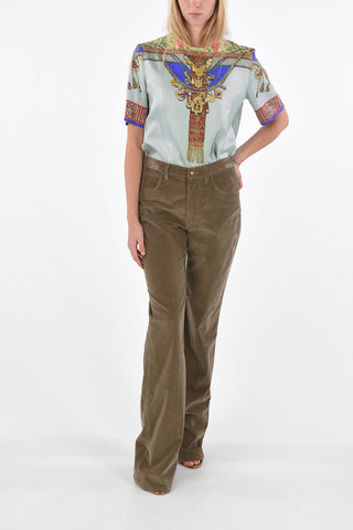 Pantaloni Boot-Cut a 5 Tasche in Velluto a Coste 