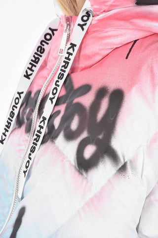 piumino con cappuccio effetto tie dye