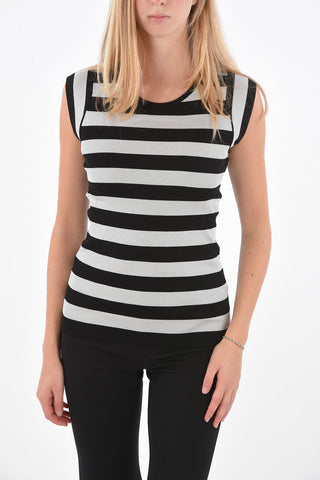 Silk striped crew-neck sweater