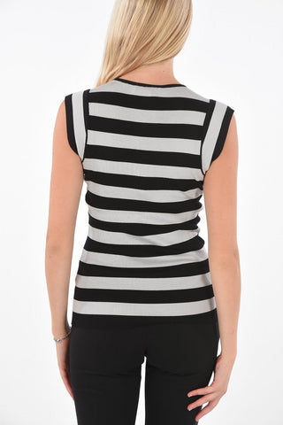 Silk striped crew-neck sweater
