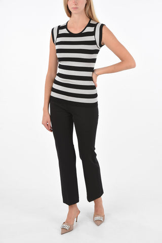 Silk striped crew-neck sweater