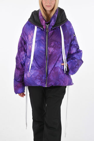 Tie Dye Effect down jacket with removable hood