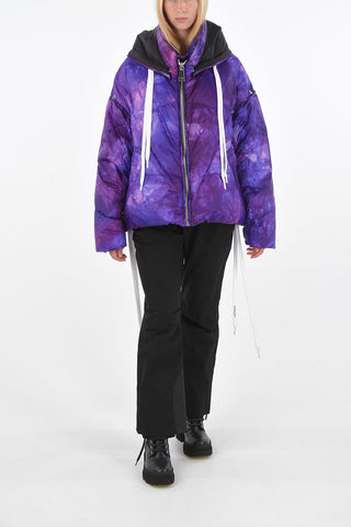 Tie Dye Effect down jacket with removable hood