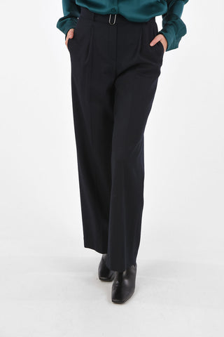 single pleat palazzo pants with belt
