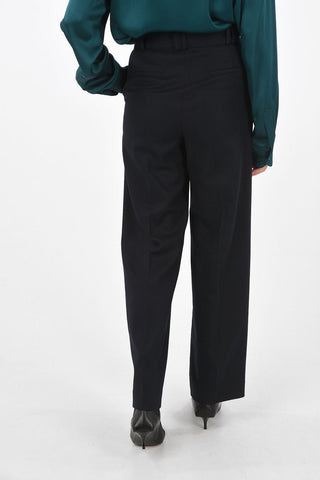 single pleat palazzo pants with belt