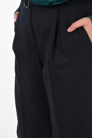 single pleat palazzo pants with belt