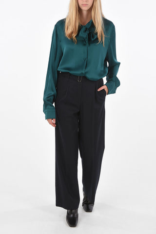 single pleat palazzo pants with belt