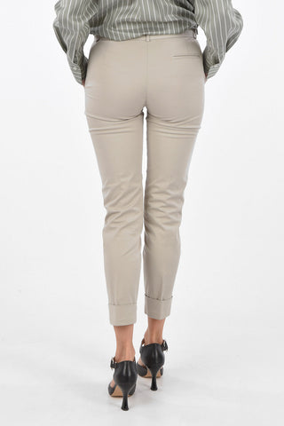 Pantaloni in Cotone Stretch ad Orlo Con Risvolto