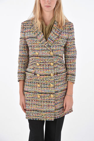 lurex double breasted Chesterfield coat with golden buttons